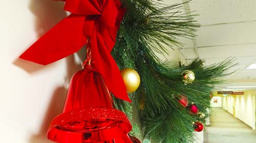 Christmas bells on wreath