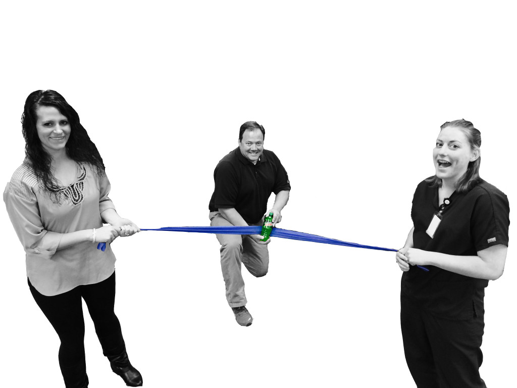 employees doing fun exercise