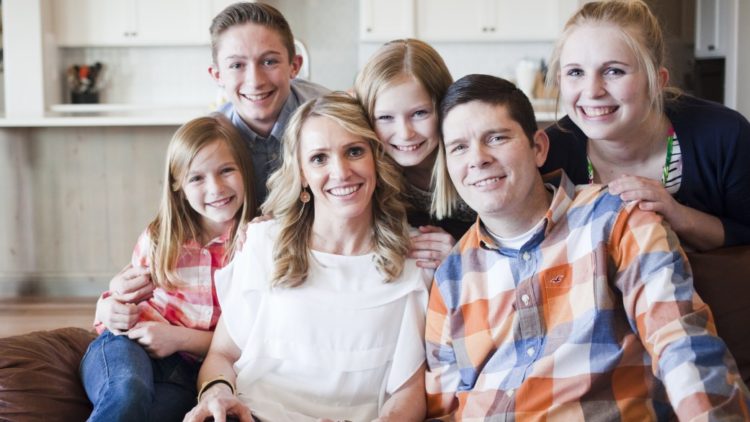 Family picture in a living room