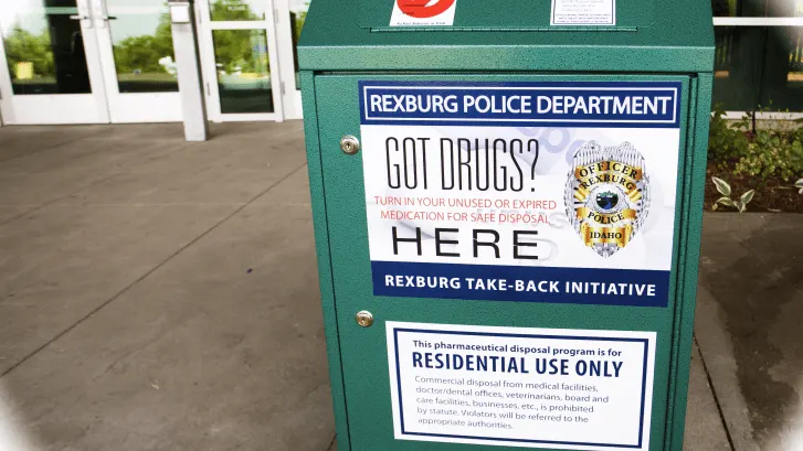 Rexburg Police Department prescription drug take-back drop box