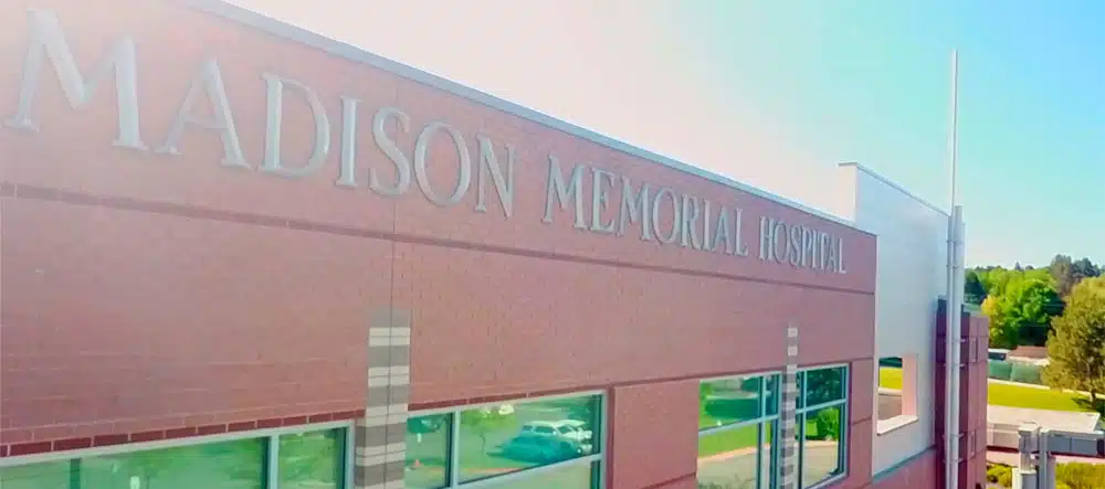 Madison Memorial Hospital name along the side of the building