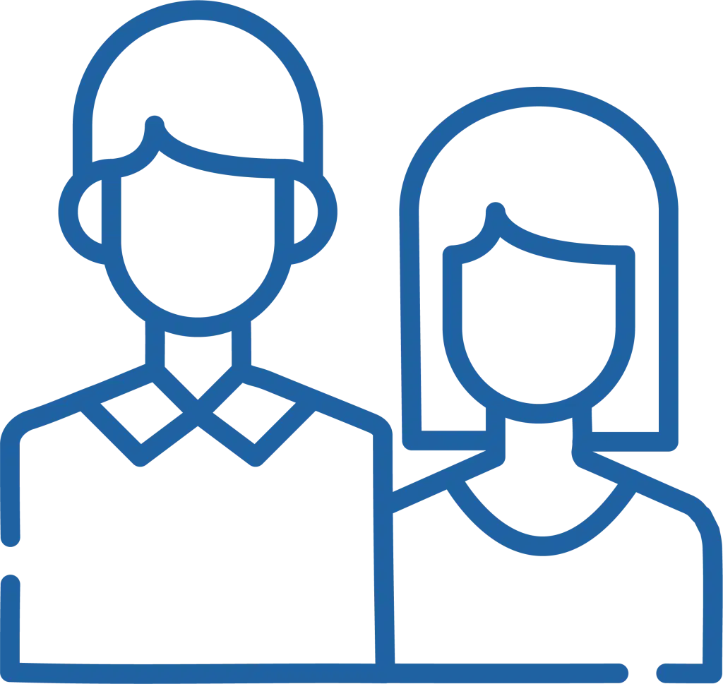 Icon of a man and a woman side by side, used for couples services