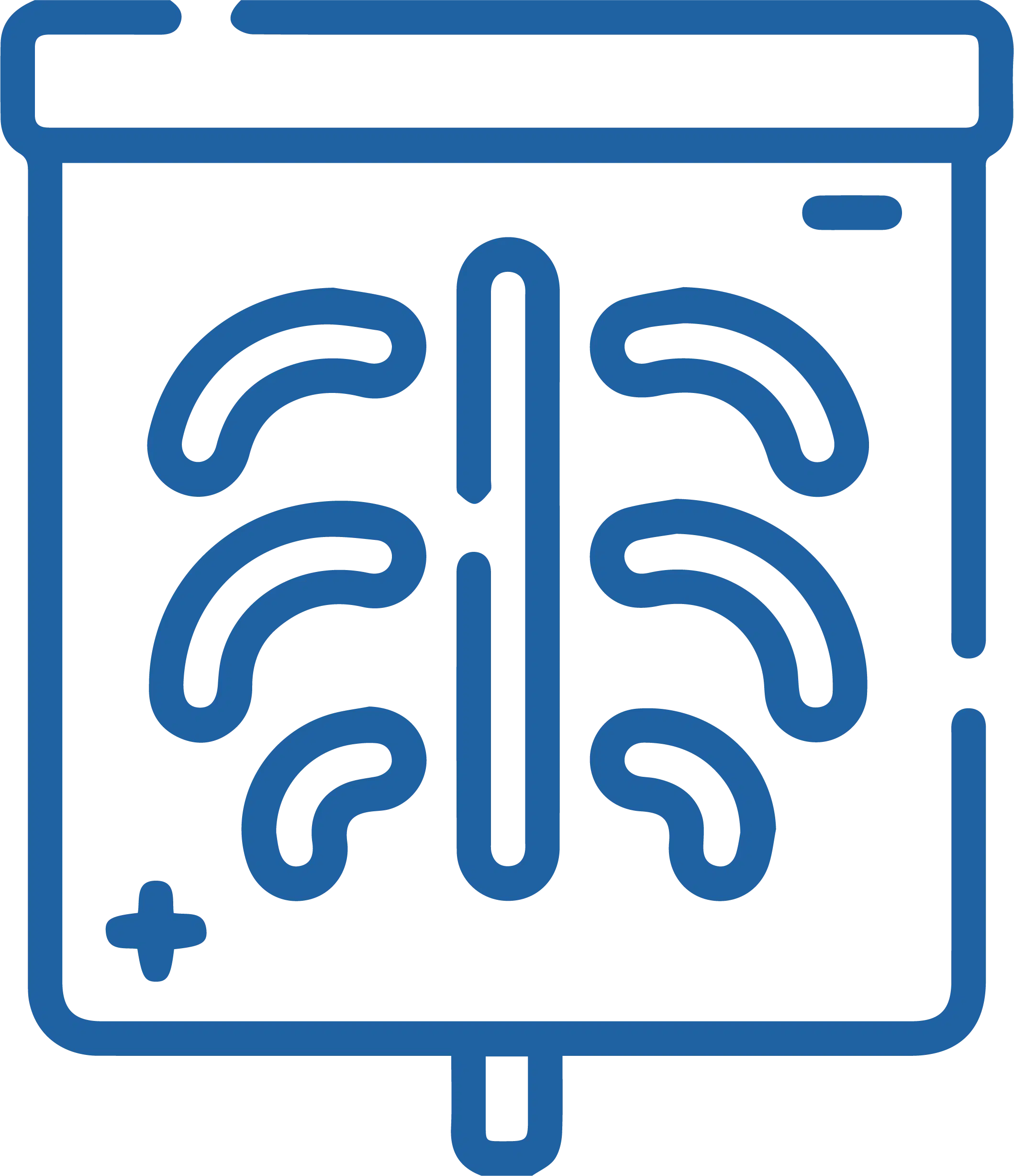 Icon of a brain scan on a viewing screen, used for neurological imaging