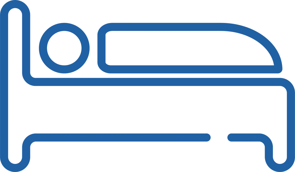 Icon of a hospital bed, used for inpatient services