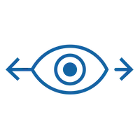 Line icon of an eye with arrows pointing left and right, used for EMDR therapy