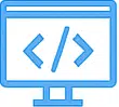 Icon of a computer monitor displaying code brackets