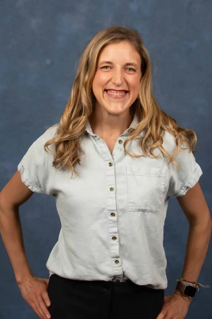 Madisonhealth staff portrait: woman with long blonde hair in a light denim shirt