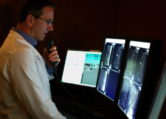 Dr looking at Medical imaging